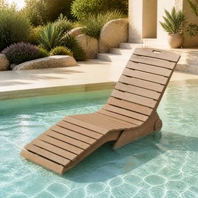 Conjunto de 2 Espreguiçadeiras de Piscina, 163 x 55 x 64 cm, Design Ergonómico em S, Castanho