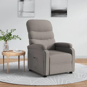 vidaXL Poltrona reclinável tecido cinzento-acastanhado