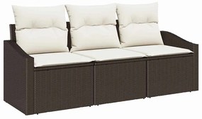 Conjunto de Jantar pra Jardim 3 Peças com Almofadas Castanhas em Ratta