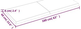 Prateleira de parede 160x60x(2-6)cm carvalho maciço não tratado