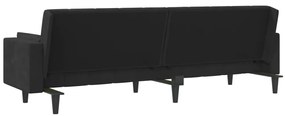 Sofá-cama 2 lugares com duas almofadas veludo preto