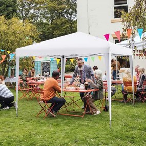 Tenda dobrável 3 x 3 m com bolsa de transporte para jardim, toldo pop-up com altura ajustável para praia, campismo, jardim, feiras Branca