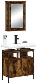 vidaXL 2 pcs conj. móveis casa de banho derivados madeira cor fumado