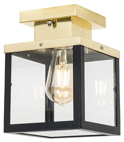 Candeeiro de teto industrial para exterior preto com dourado - Rotterdam Industrial