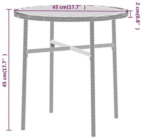 3 pcs conjunto de jantar para jardim vime PE cinzento