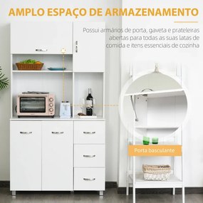 Armário de Arrumação Alto com 4 Portas Prateleiras Ajustáveis para Sala de Estar 100x39,5x183,5 cm Branco
