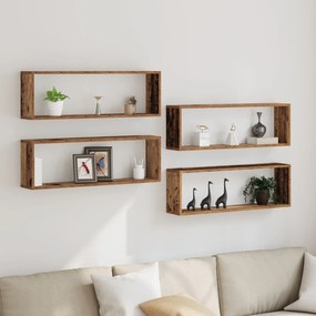 Prateleiras de Parede vidaXL 4 pcs Madeira Velha 80x15x26 cm Madeira R