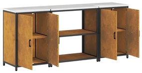 Conjunto de Armazenamento de Cozinha 3 pcs Ferro Enferrujado