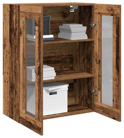 Armário de Parede com Portas de Vidro em Madeira Antiga 69,5x34x90 cm