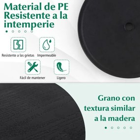 Mesa redonda de 50mm jardim para guarda-sol de 38mm Mesa de guarda-sol de madeira sintética portátil para pátio Piscina Praia Jardim Preta