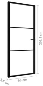 Porta de interior em vidro ESG e alumínio 93x201,5 cm preto