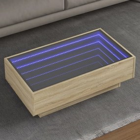vidaXL Mesa de centro c/ LEDs 90x50x30 cm derivados de madeira