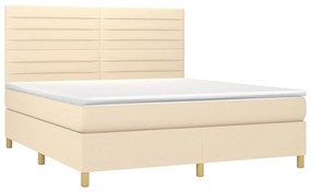 Cama box spring c/ colchão e LED 160x200 cm tecido cor creme