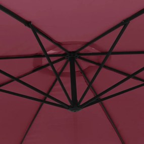Guarda-sol cantilever de jardim c/ poste alumínio 350 cm bordô