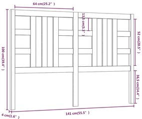Cabeceira de cama 141x4x100 cm pinho maciço branco