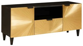 vidaXL Gabinete para TV com gaveta Preto e Ouro 105 x 33 x 46 cm