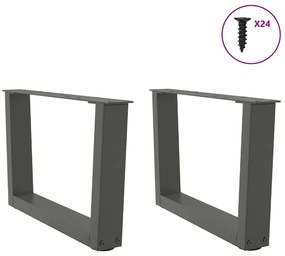 Mesa de jantar pernas 2pcs forma V 60x(30-31,3)cm aço antracite