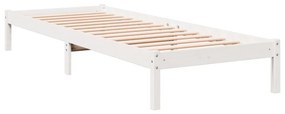 Cama extra longa sem colchão 100x210 cm pinho maciço branco