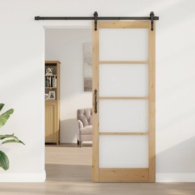 vidaXL porta interna com vidro "ORKDAL" 83x211x4 cm Madeira de Pinheiro Sólida