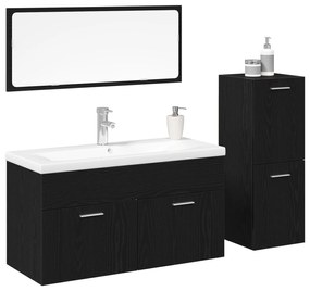 Conjunto de Móveis para Casa de Banho 4 Peças Carvalho Preto Madeira E