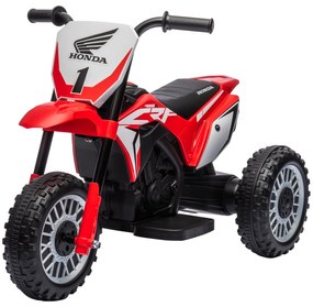 HOMCOM Mota Elétrica com Licença Honda CRF450RL Bateria 6V com Velocidade 3km/h Buzina e Som de Arranque 71x40,5x43,5 cm Vermelho