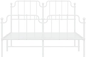 Estrutura de cama com cabeceira e pés 140x190 cm metal branco