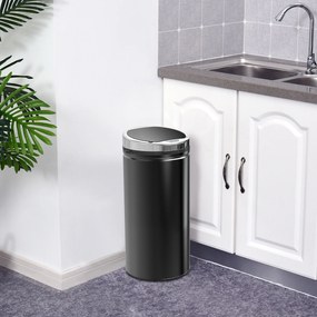 Caixote do lixo automático de 42 L, caixote do lixo de cozinha em aço galvanizado com sensor de movimento e cesto interno removível, preto