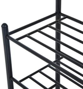 HOMCOM Móvel Cabide de Entrada com 18 Ganchos e Sapateira Armário de Entrada com Cabide com 3 Prateleiras 67x30x185 cm Preto