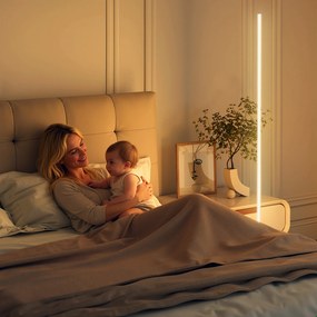 Candeeiro de Pé Moderno com Brilho e Temperaturas de Cor Ajustáveis 3000K-6000K Controlo Remoto Temporizador Ø20x150 cm Prata