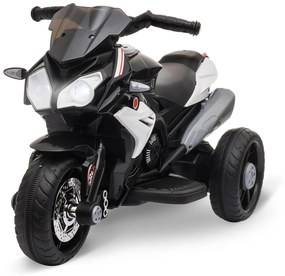 HOMCOM Motocicleta Elétrica Infantil com 3 Rodas Triciclo para Crianças acima de 3 anos com Bateria 6 V Recarregável Preto e Branco | Aosom Portugal