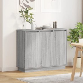 Sideboard vidaXL com LEDs em Cinza Sonoma 90x32x75 cm de Madeira de Engenharia