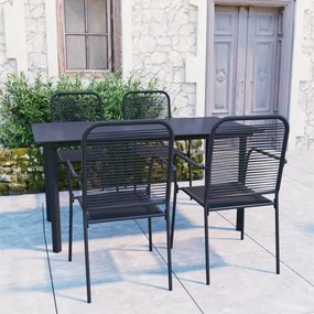 vidaXL 5 pcs conjunto de jantar para jardim vidro e aço preto