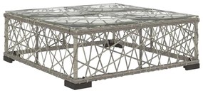 5 pcs conjunto lounge de jardim c/ almofadões vime PE cinzento