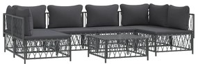 7 pcs conjunto lounge de jardim com almofadões aço antracite