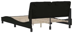 Estrutura de cama sem colchão 140x190 cm tecido preto