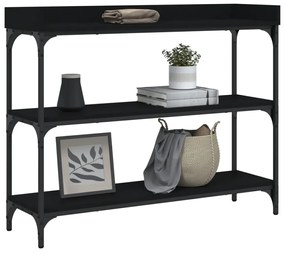 Mesa consola c/ prateleiras 100x30x80 cm preto