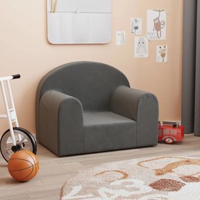 vidaXL Sofá infantil pelúcia macia antracite