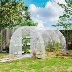 Estufa de jardim tipo túnel 3 x 3 x 2 m (9 m²) com porta articulada e lona em PE de 150 g/m² para legumes, plantas e flores transparente