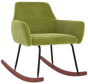 Cadeira de baloiço veludo verde-claro