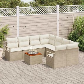 Conjunto de Sofá de Jardim 9 pcs Bege, branco Grande