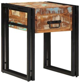 Mesa de Apoio vidaXL com Gaveta Preta 40x40x50 cm em Madeira Recuperad