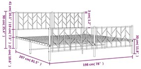Estrutura de cama com cabeceira e pés 193x203 cm metal branco