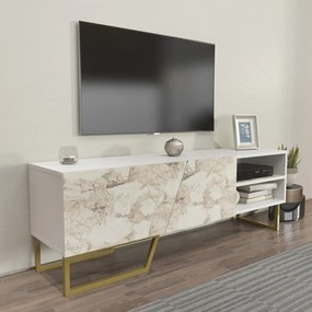 Móvel TV MARCUS, bilaminado mármore branco, 150 cms