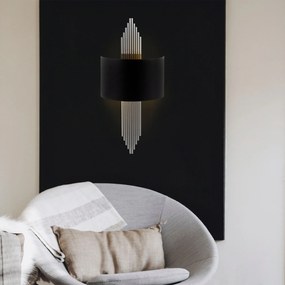 Candeeiro de Parede 618 – Preto e Prateado – Medidas: 75 x 10 x 22 cm