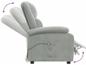 Poltrona reclinável elétrica veludo cinzento-claro