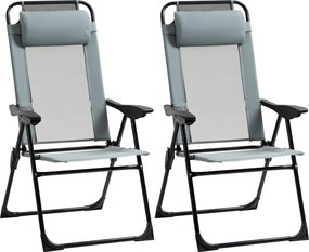 Outsunny Conjunto de 2 Cadeiras de Jardim Conjunto 2 Cadeiras Dobráveis Cadeira de Acampamento Braço Encosto Ajustável em 5 Posições | Aosom Portugal