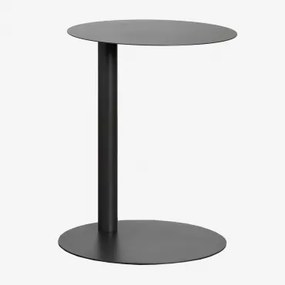 Mesa Lateral Redonda Yannik Ø40 Cm Em Aço Cinza Granito - Sklum