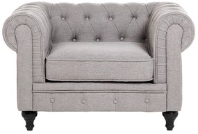 Poltrona em tecido cinzento claro CHESTERFIELD Beliani