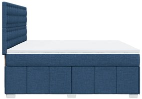 Cama com molas/colchão 200x200 cm tecido azul