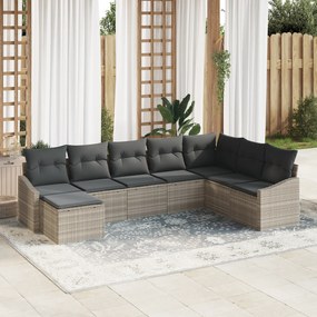Conjunto de Jantar de Jardim de 8 Peças com Almofadas em Rattan Sintét